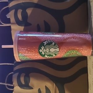 Starbucks Christmas Sparkle Red Pink and Green Venti Cold Cup. 2020 edition NWT.